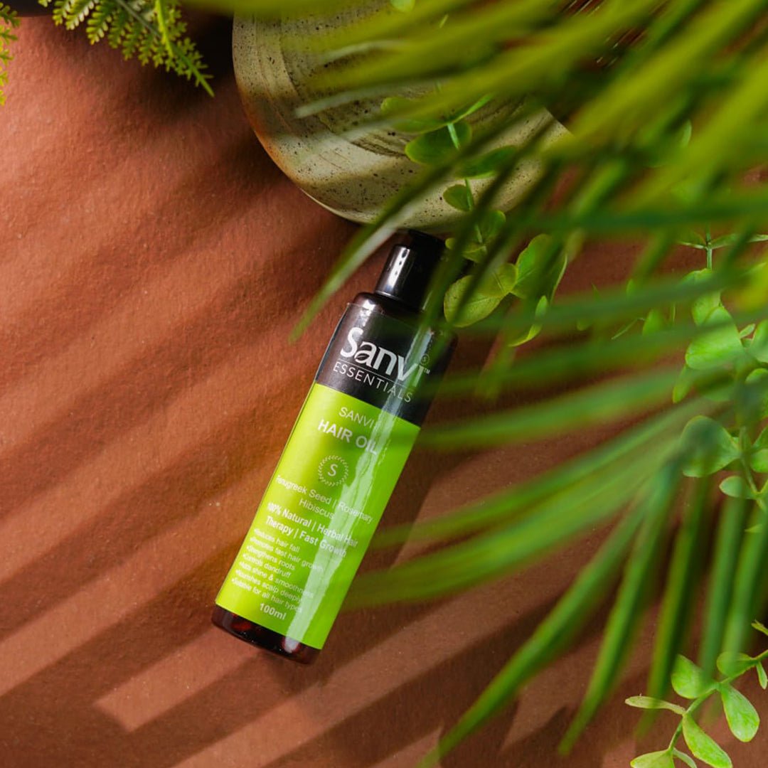 Sanvi Hair Oil bottle closeup